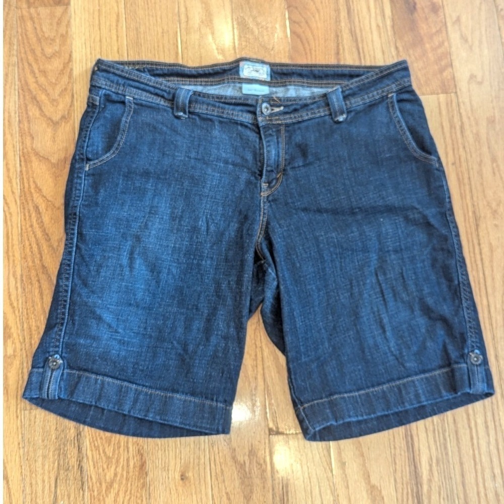 Y2K Bermuda Jorts Dark Wash Long Denim Shorts Womens 18W Levis 542